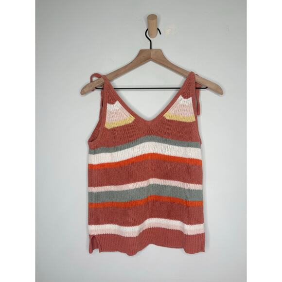 Madewell Grandfield Striped Knit Sweater Tank Top Size Medium Tie Strap - Picture 8 of 10